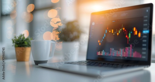 Laptop With Stock Market Chart