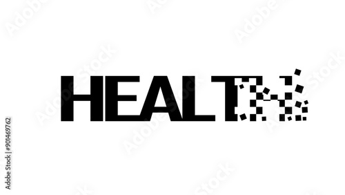 health destruction, lettering, black isolated silhouette