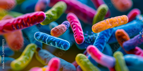 Colorful Bacteria: The Diversity of Microscopic Life, Vibrant Microbial World: A Close-Up of Bacteria