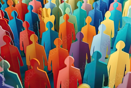 Abstract Crowd of Colorful Figures photo