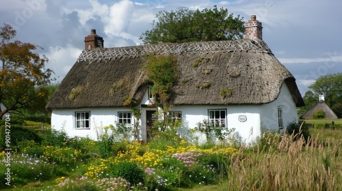 Write about the cultural significance of thatched roof cottages in rural UK villages. Describe craftsmanship techniques, conservation efforts,
