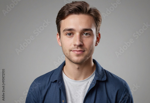 Portrait view of a regular Geographer , candid, social media, avatar image, plain solid background