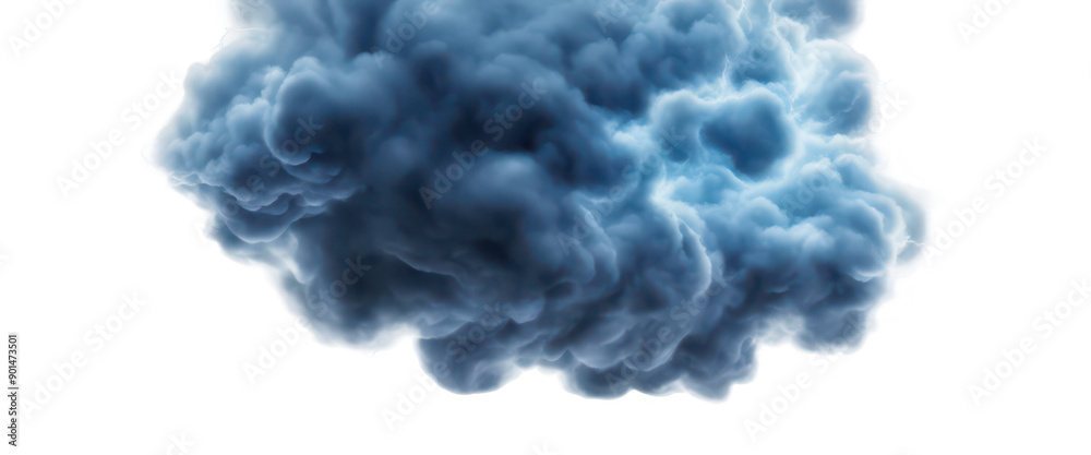 Fototapeta premium Blue fluffy cloud floating in the sky isolate on transparent background, cutout, png 
