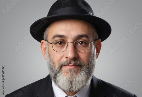 Portrait view of a regular Rabbi , candid, social media, avatar image, plain solid background