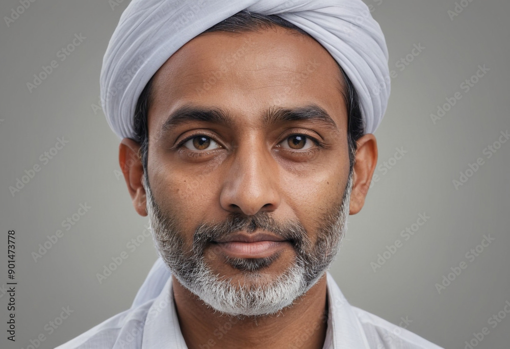 Portrait view of a regular Pujari , candid, social media, avatar image, plain solid background Portrait view of a regular Pujari , candid, social media, avatar image, plain solid background