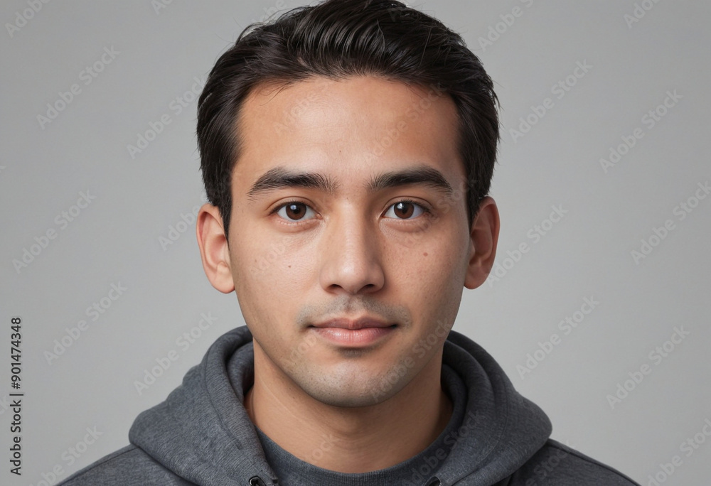 Fototapeta premium Portrait view of a regular Muni , candid, social media, avatar image, plain solid background