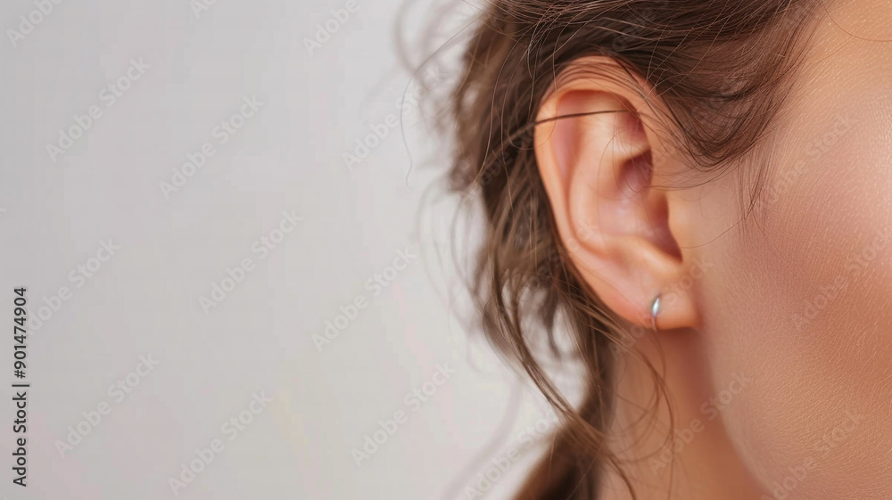 Close-up of ear for earring advertisement Close-up of ear for earring advertisement
