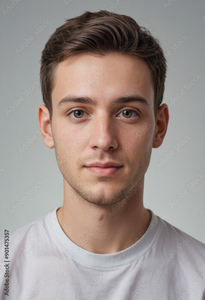 Obraz premium Portrait view of a regular Artist , candid, social media, avatar image, plain solid background