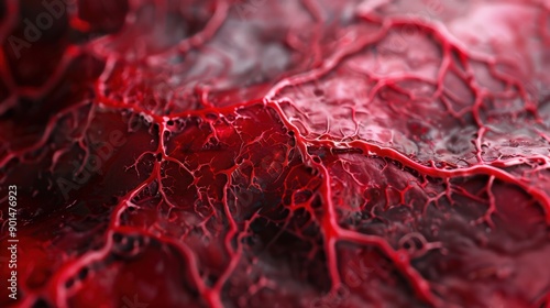 A close up of red veins on a red background photo