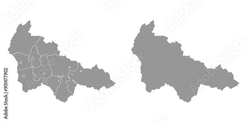 Khanty Mansi Autonomous Okrug map, administrative division of Russia. Vector illustration.