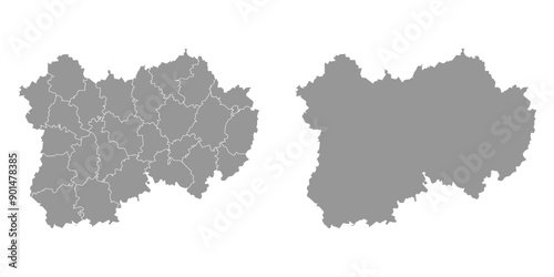 Kaluga Oblast map, administrative division of Russia. Vector illustration.