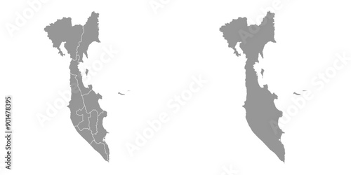 Kamchatka Krai map, administrative division of Russia. Vector illustration.
