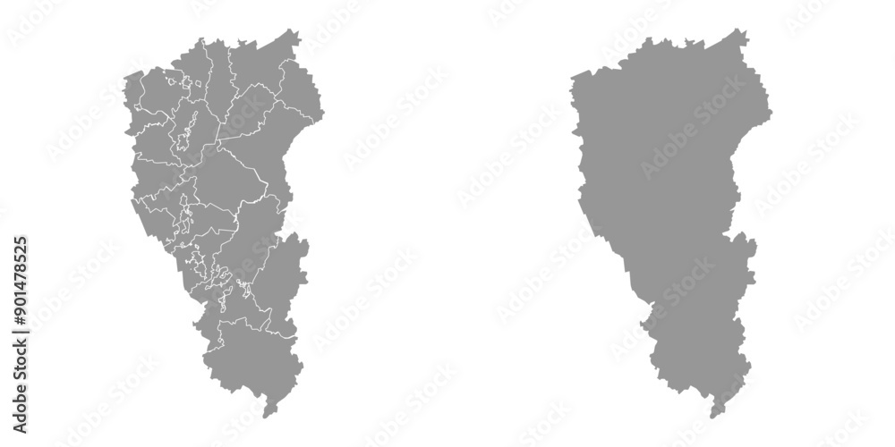 Obraz premium Kemerovo Oblast map, administrative division of Russia. Vector illustration.