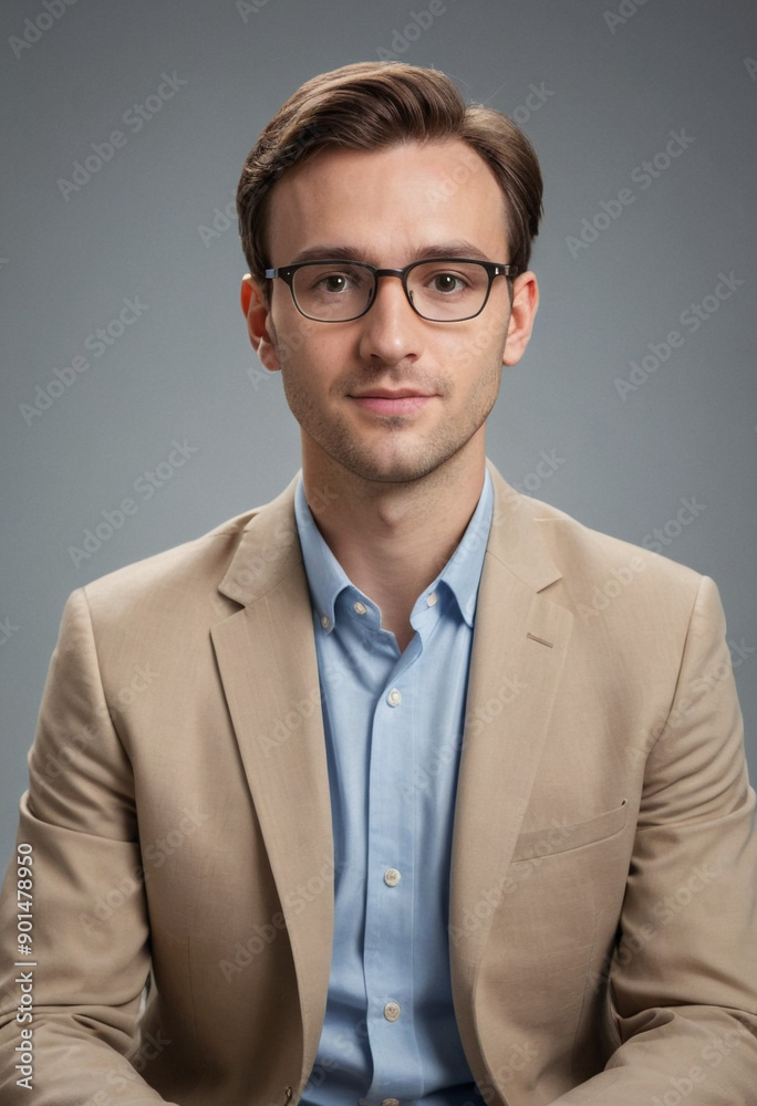 Portrait view of a regular Psychologist , candid, social media, avatar image, plain solid background