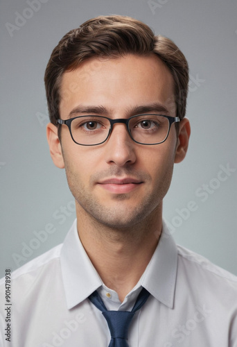 Portrait view of a regular Psychologist , candid, social media, avatar image, plain solid background