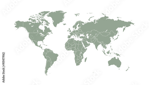 World map. Grey modern vector map. Silhouette map