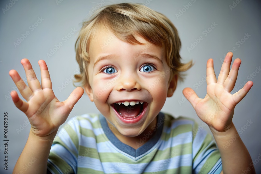 Joyful childhood captured: Bright-eyed kid beams with delight, infectious grin spreading across face, carefree laughter frozen in time, against a crisp transparent backdrop. Joyful childhood captured: Bright-eyed kid beams with delight, infectious grin spreading across face, carefree laughter frozen in time, against a crisp transparent backdrop.