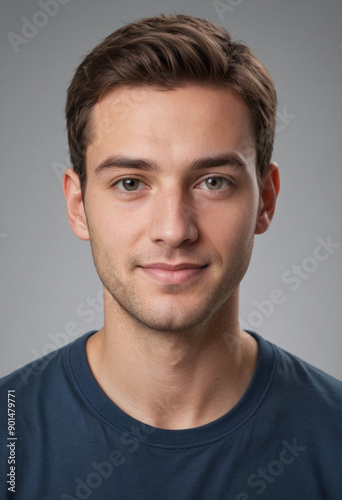 Portrait view of a regular Translator , candid, social media, avatar image, plain solid background