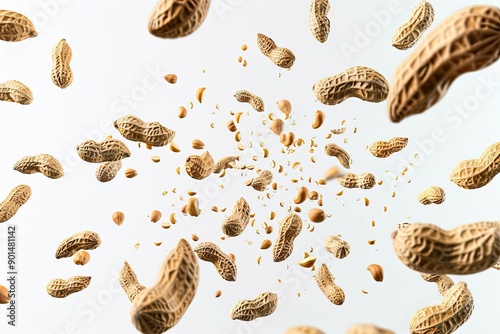 Wallpaper Mural Floating Peanuts Isolated on White Torontodigital.ca