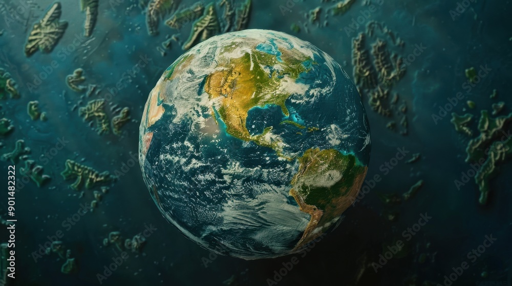 Naklejka premium Biosphere: The collective term for all ecosystems on Earth, integrating all forms of life and their interactions with the atmosphere, land, and water systems. 