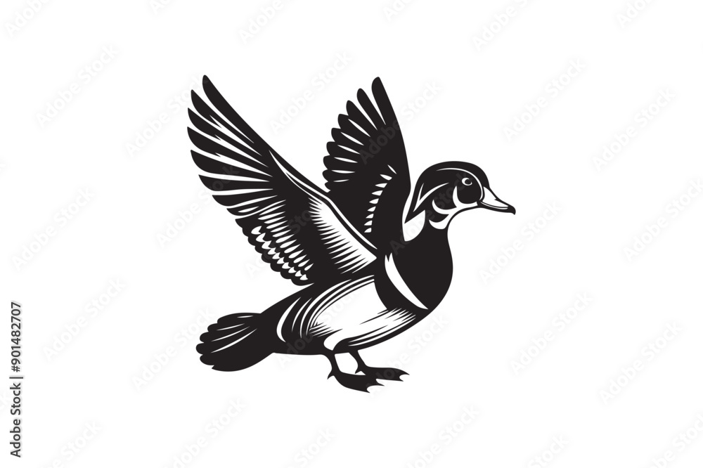 Fototapeta premium Wood Duck Silhouette vector Illustration
