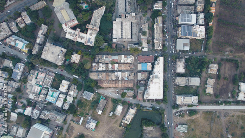 Malegaon, India 18th July 2024: Aerial Drone Shots of Malegaon. City after Nashik city in North Maharashtra. Situated on the bank of the Girna river with Mosam River river flowing through middle.