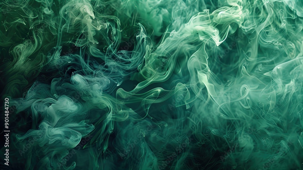 Abstract Green Smoke on Dark Background for Modern Art or Tech Design Abstract Green Smoke on Dark Background for Modern Art or Tech Design