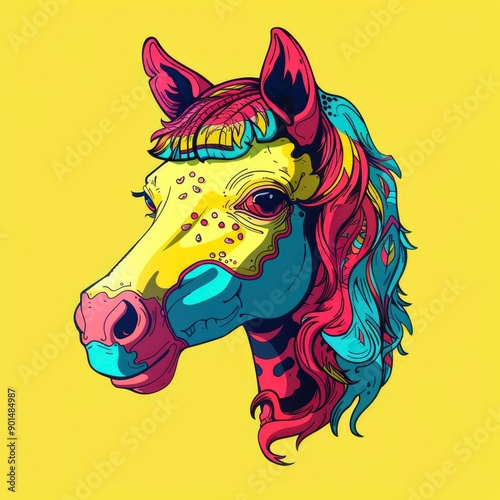 Colorful Abstract Horse Head Illustration photo