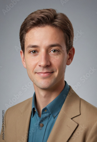 Portrait view of a regular Unitarian Universalist Minister , candid, social media, avatar image, plain solid background photo