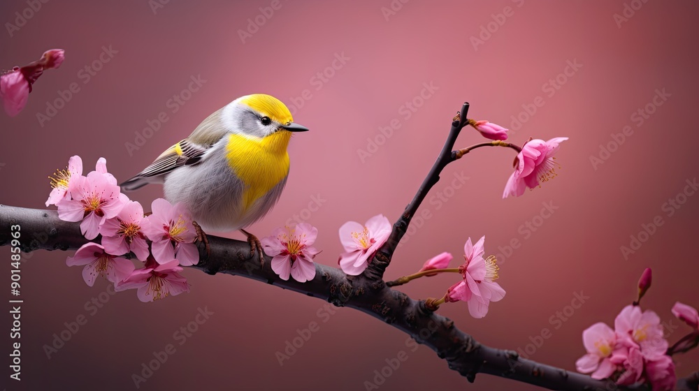 a grey and yellow bird sitting on the branch a grey and yellow bird sitting on the branch