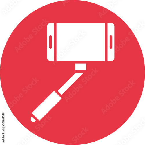 Selfie stick glyph circle icon