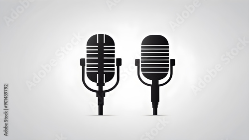 Microphone silhouette logo on white background. Generative AI