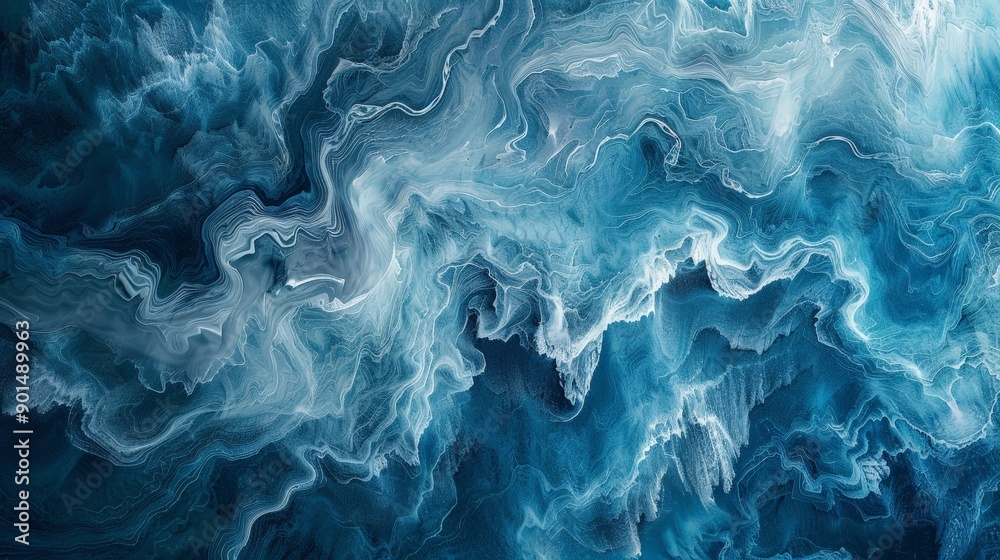 Ocean Waves Abstract in Swirling Blue Shades Ocean Waves Abstract in Swirling Blue Shades