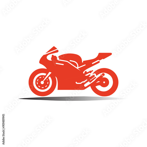 red motorcycle on white background design vector