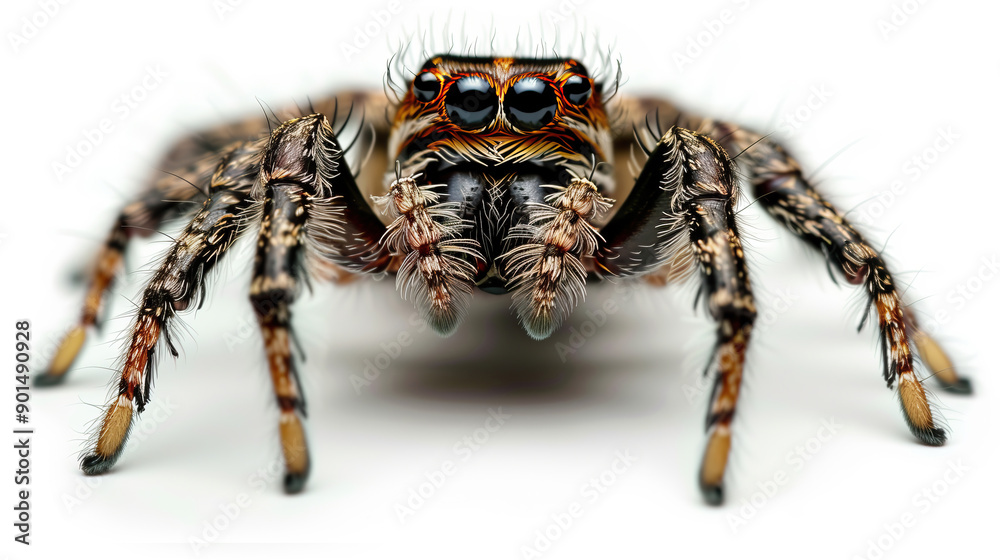 one single jumping spider on white background one single jumping spider on white background