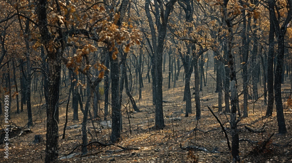 Obraz premium Coniferous Forest: Woodlands where cone-bearing evergreen trees, like firs and pines, dominate the landscape, providing habitat in cold and temperate zones. 