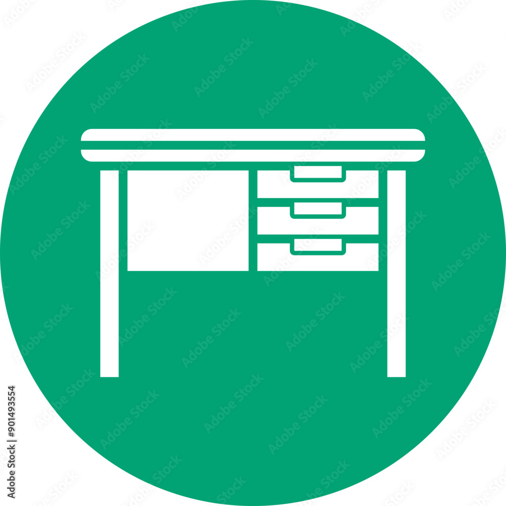 Desk glyph circle icon Desk glyph circle icon