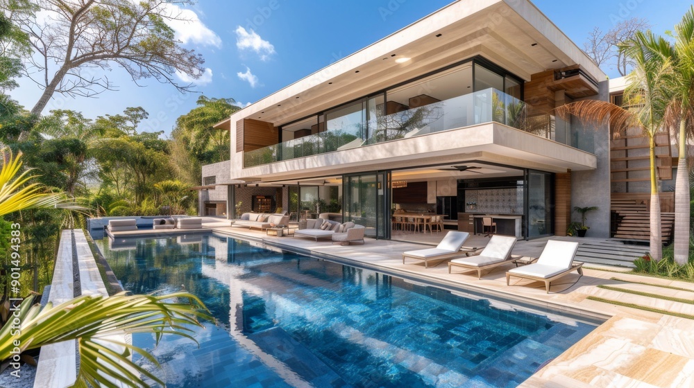 Obraz premium Modern luxury house with pool