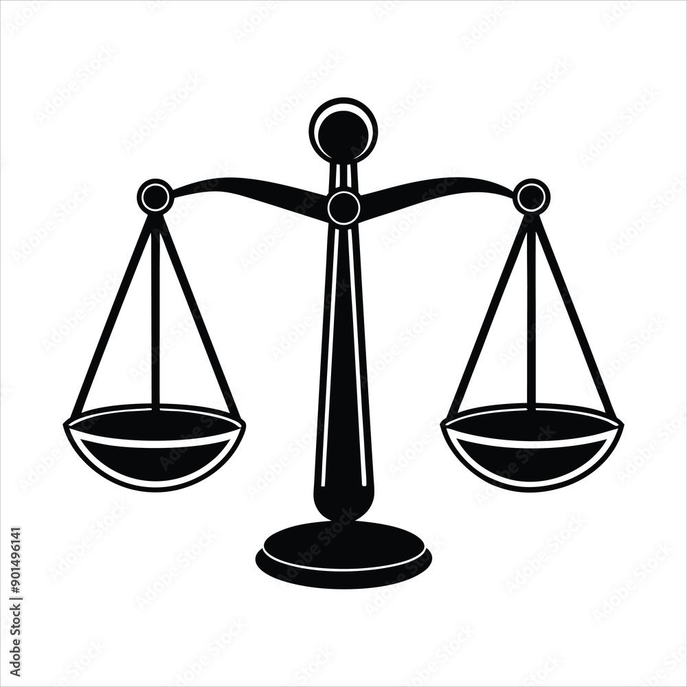 A balanced scale black vector A balanced scale black vector