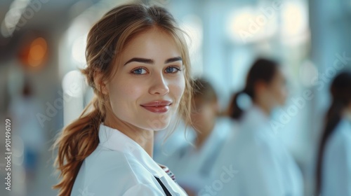 image of confident female doctor in medical uniform.