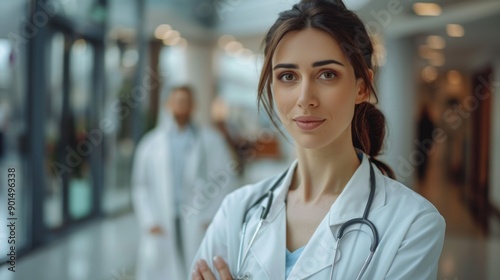 image of confident female doctor in medical uniform.