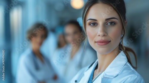 image of confident female doctor in medical uniform.