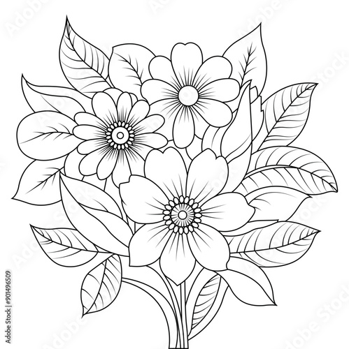 Adult coloring pages with hand-drawn floral designs
