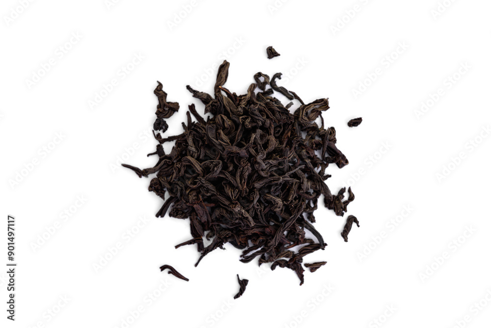 Fototapeta premium Pile of black tea isolated on white background.