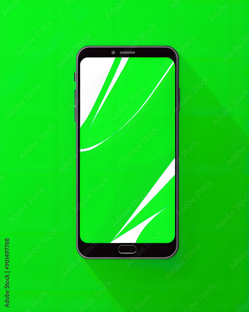 Smartphone on a bright green background Smartphone on a bright green background