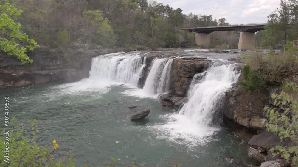 River Flow and Waterfall in Alabama, USA.