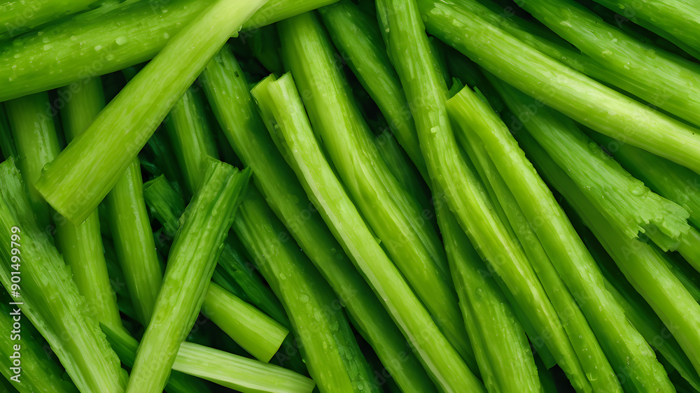 Top view green leeks. Generative AI Top view green leeks. Generative AI