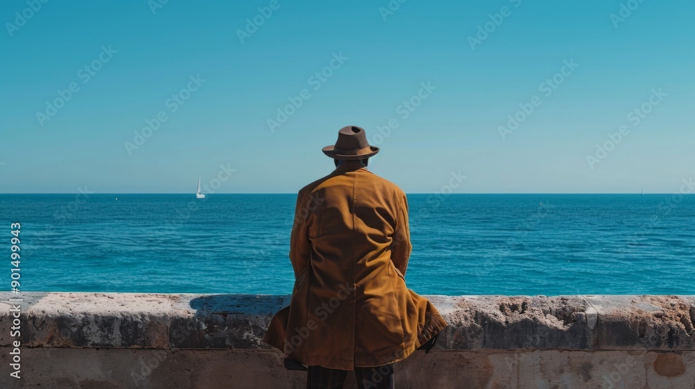Fototapeta premium Person Looking Out at Sea