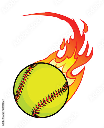 fast flaming yellow softball throw pitch transparent background