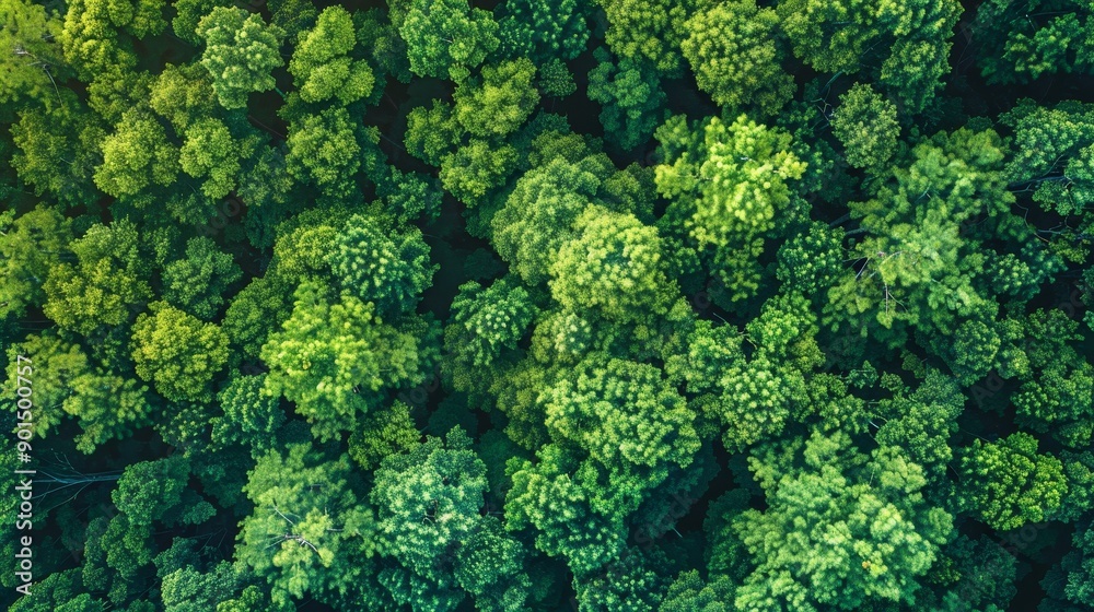 Young green forest in the spring or summer, seen from above Young green forest in the spring or summer, seen from above
